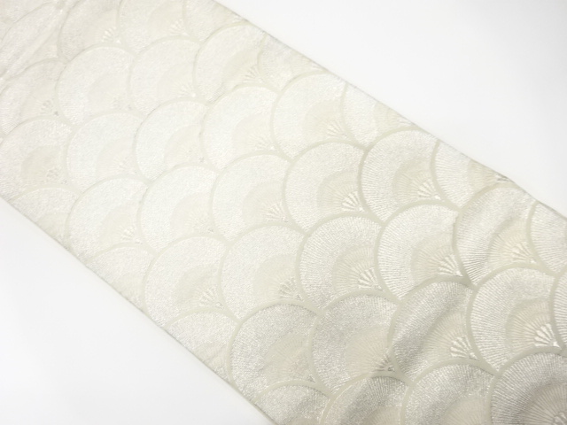 JAPANESE KIMONO / ANTIQUE FUKURO OBI / SILK / WOVEN FLOWER SEIGAIHA